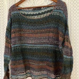 Vintage Luxury Brand Peruvian Connection Crocheted Pull Over Sweater Size Large
